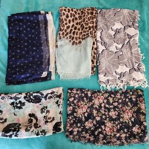 Lot of 5 Summer scarves
